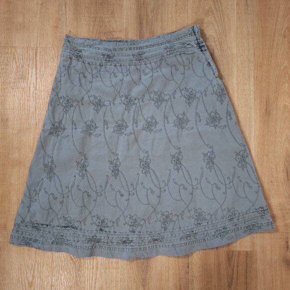 Vintage Suzy Shier Embroidered Blue Grey Skirt Knee Length Whimsigoth Sz 5/6 S - Picture 2 of 7